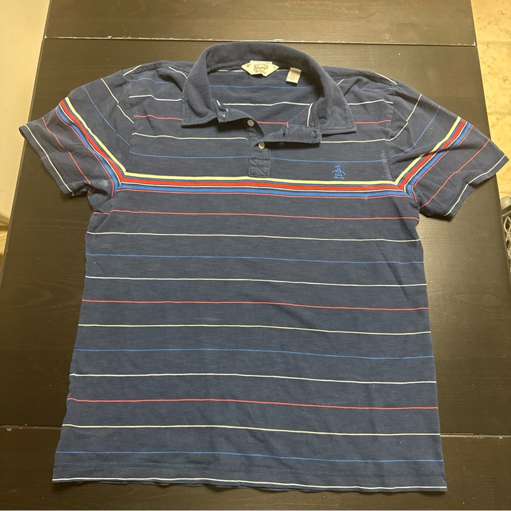 Original Penguin Men's Striped Polo Shirt - Blue